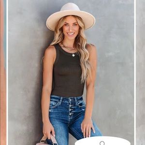 VICI | Curved Hem Ribbed Tank